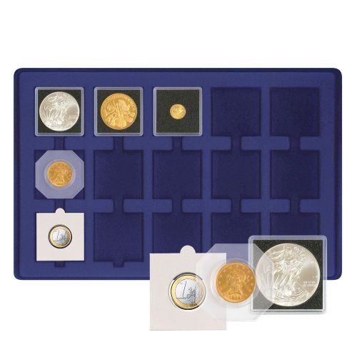 Lindner Münztableau für 15 Münzrähmchen 50 x 50 - Blau 2329M-15 Neu
