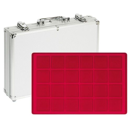 Lindner Münzkoffer S2340-120 mit 5 roten Münztableaus für Münzen bis 45 mm Ø Neu
