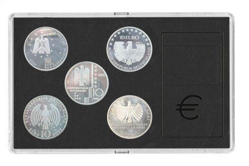 Safe Münzetui aus Acryl für 5 x 10 DM oder 10/20 Euro-Münzen Nr. 7905 Neu