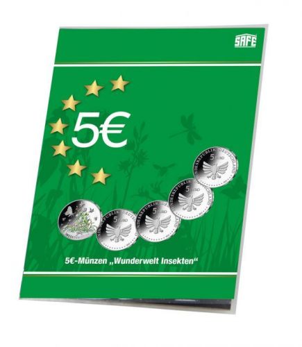 Safe Münzkarte für 5 Stück der neuen 5 Euro Münzen "Insekten" Nr. 1364 Neu
