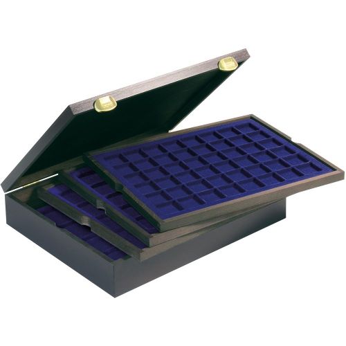 Lindner Echtholzkassette CARUS mit 4 Tableaus für 127 Münzen 2494-1M Neu