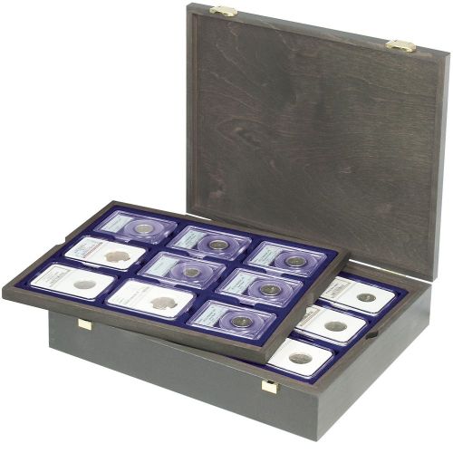 Lindner Echtholzkassette CARUS mit 4 Tableaus für 36 Slabs 2494-19M Neu