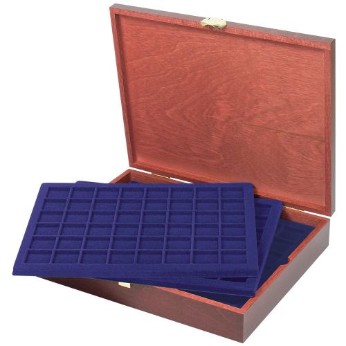 Lindner Echtholz Münzkassette mit 5 Tableaus für 240 Münzen S2495-S2148ME Neu