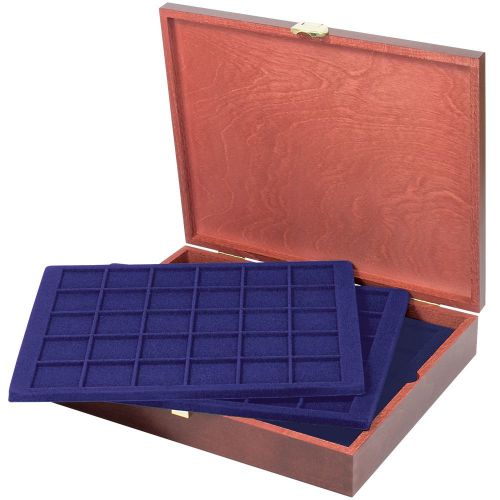 Lindner Echtholz Münzkassette mit 5 Tableaus für 150 Münzen S2495-S2115ME Neu