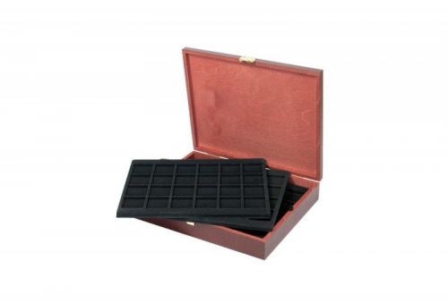 Lindner Echtholz Münzkassette mit 5 Tableaus für 120 Münzen S2495-S2124CE Neu