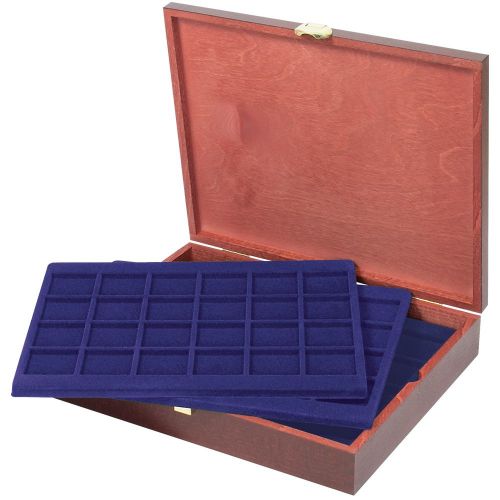 Lindner Echtholz Münzkassette mit 5 Tableaus für 120 Münzen S2495-S2124ME Neu