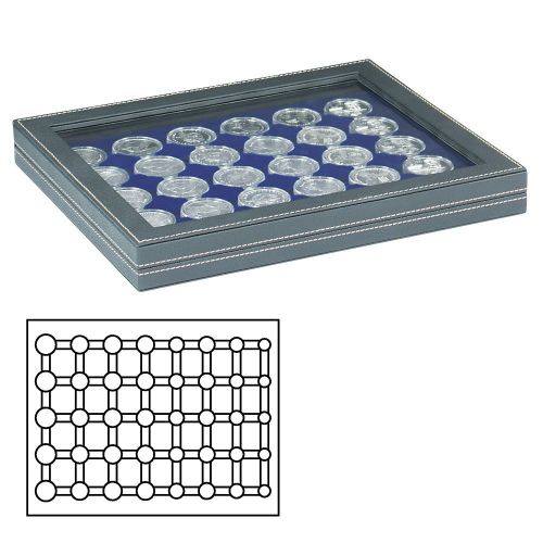 Lindner Münzkassette NERA M PLUS mit dunkelblauer Münzeinlage 2367-2556ME Neu