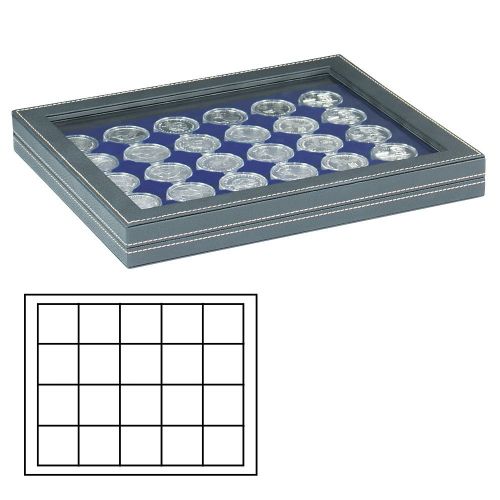 Lindner Münzkassette NERA M PLUS mit dunkelblauer Münzeinlage 2367-2120ME Neu