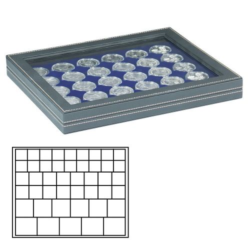 Lindner Münzkassette NERA M PLUS mit dunkelblauer Münzeinlage 2367-2145ME Neu
