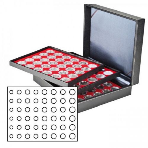 Lindner Münzkassette NERA XL mit 3 hellroten Münzeinlagen 2365-2506E Neu