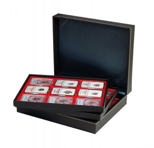 Lindner Münzkassette NERA XL mit 3 hellroten Münzeinlagen 2365-2219E Neu
