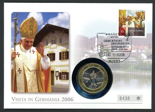 Vatikan 2006 Numisbrief mit Medaille Benedikt XVI. in Deutschland ST