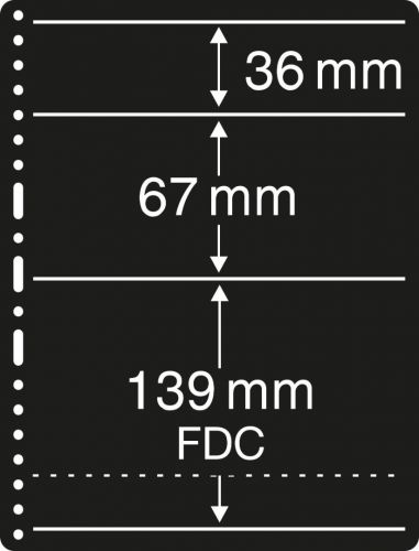 Prinz System, einseitig, Universallochung, schwarz, für FDC - 10 Blätter Neu