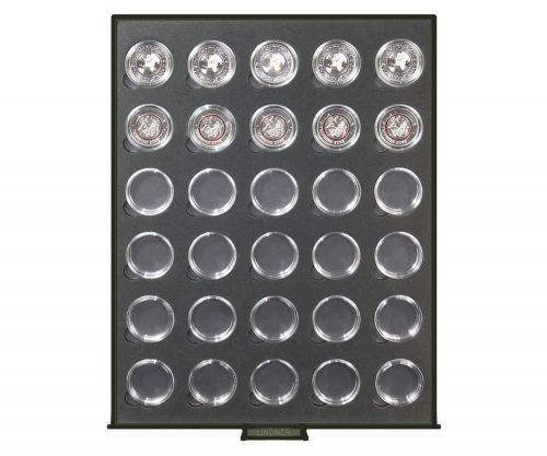 Lindner Münzbox Rauchglas Black Samt S2933-2K Neu