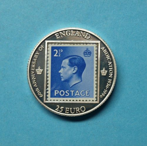 England 1996 Medaille 25 Euro Edward VIII. Piedfort 925 Silber PP