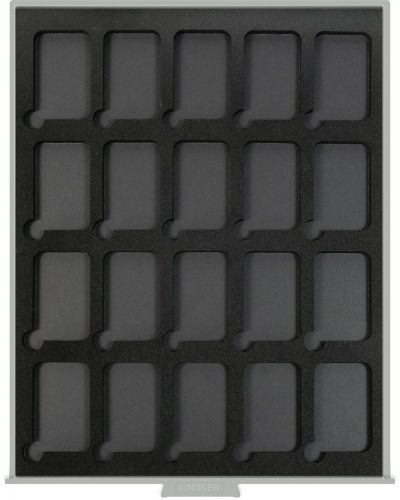 Lindner Münzbox Standard Black Samt S2533-4 Neu