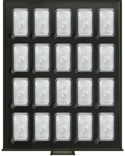 Lindner Münzbox Rauchglas Black Samt S2933-4K Neu
