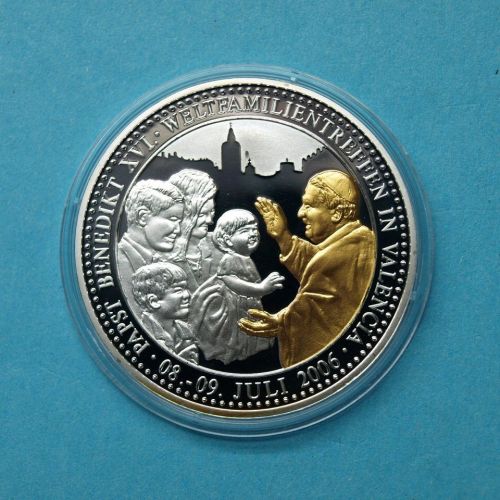 2006 Medaille Papst Benedikt XVI. Weltfamilientreffen, teilvergoldet PP