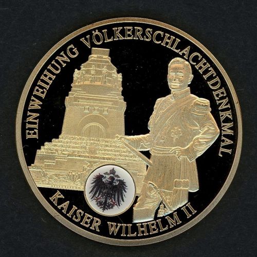 Medaille -Einweihung des Völkerschlachtendenkmals- 2008 vergoldet PP