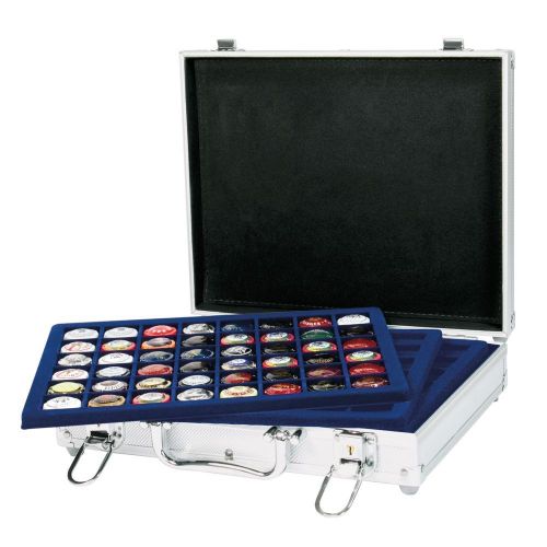 Lindner Münzkoffer S2307-'CHM mit 5 blauen Tableaus f. Champagner-Kapseln Neu