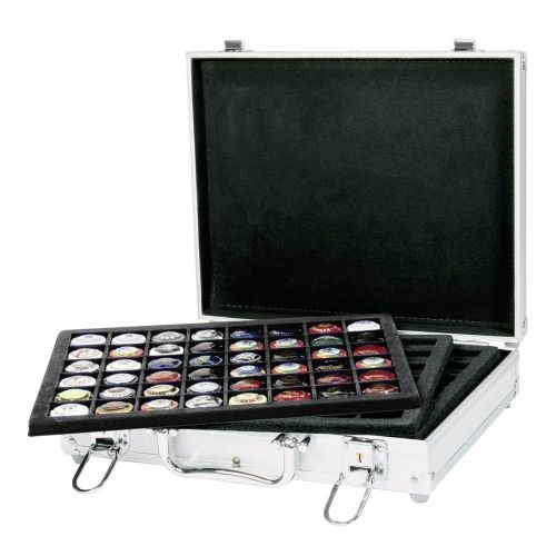 Lindner Münzkoffer S2307-'CHC mit 5 schwarzen Tableaus f. Champagner-Kapseln Neu