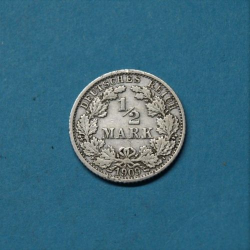 Deutsches Reich 1909 F 1/2 Mark Silber