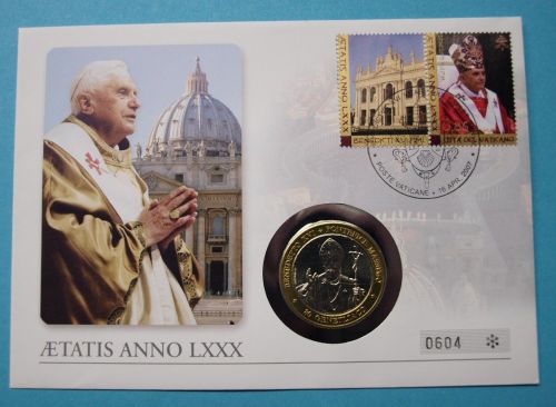 Vatikan 2007 Numisbrief mit Medaille Benedikt XVI. Aetatis Anno LXXX ST