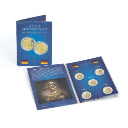 Leuchtturm Münzkarte für 5 dt. 2-Euro-Gedenkmünzen „Karl der Große“ 367370 Neu
