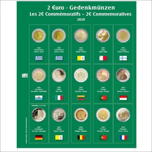 Safe Premium Münzblatt für 2€-Münzen des Jahres 2020 Nr. 7341-26 Neu