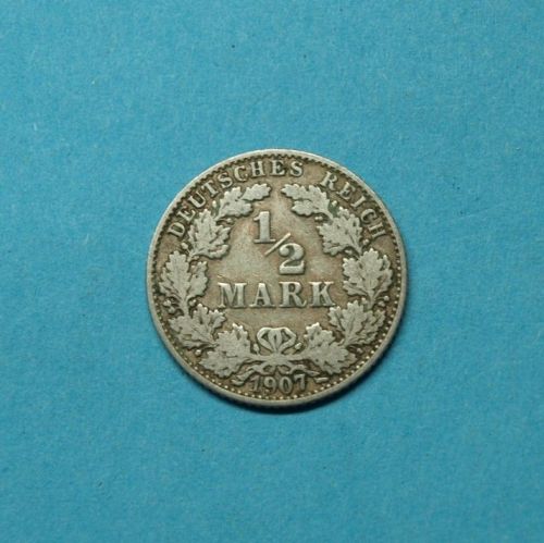 Deutsches Reich 1907 J 1/2 Mark Silber