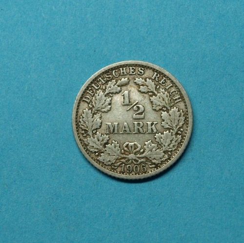 Deutsches Reich 1906 F 1/2 Mark Silber