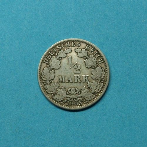 Deutsches Reich 1905 J 1/2 Mark Silber