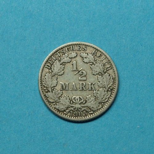 Deutsches Reich 1905 J 1/2 Mark Silber
