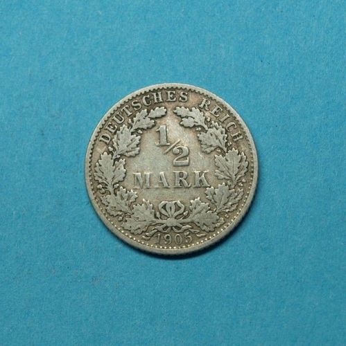 Deutsches Reich 1905 J 1/2 Mark Silber