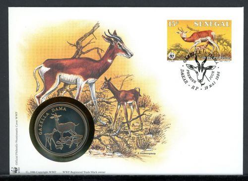 Senegal 1986 Numisbrief Medaille Dama Gazelle, 30 Jahre WWF unzirkuliert