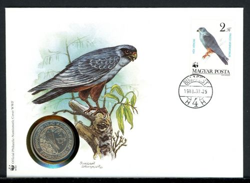 Ungarn 1988 Numisbrief 50 Forint Rotfussfalke, WWF CuNi unzirkuliert