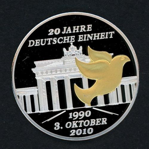 Bund 2010 20 Jahre Deutsche Einheit CuNi teilvergoldet PP
