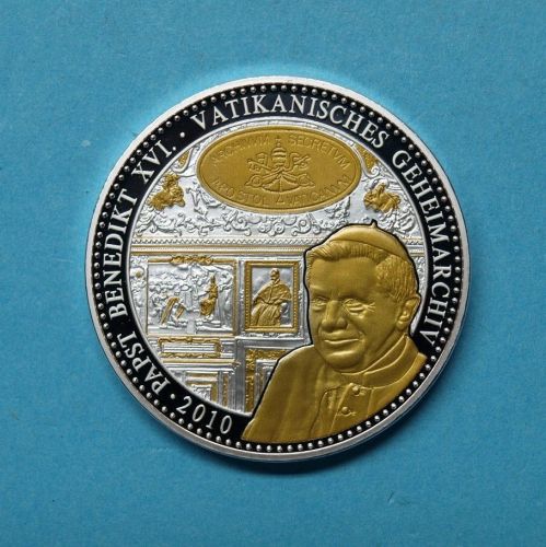 2010 Medaille Benedikt XVI. Geheimarchiv des Vatikan, teilvergoldet PP