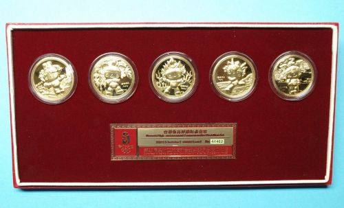 China Maskottchen Medaillen Proof Set Olympiade Peking 2008 in Box PP