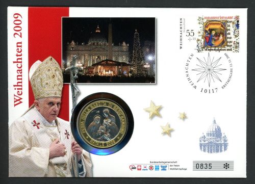 Vatikan 2009 Numisbrief mit Medaille Weihnachte 2009 BU
