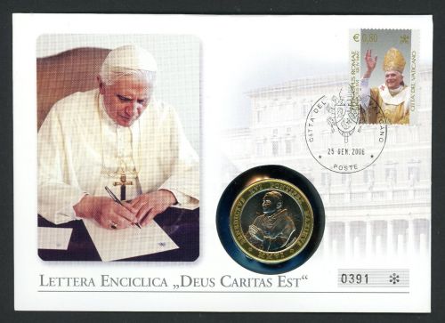 Vatikan 2006 Numisbrief mit Medaille Benedikt XVI. Deus Caritas Est ST