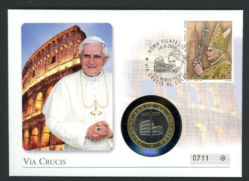 Vatikan 2006 Numisbrief mit Medaille Benedikt XVI. Der Kreuzweg ST