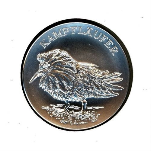 Schweiz Medaillenblatt Tiere der Heimat Kampfläufer Medaille Feinsilber