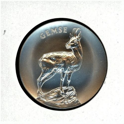 Schweiz Medaillenblatt Tiere der Heimat Gemse Medaille Feinsilber