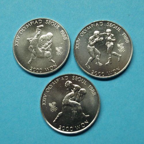 Korea Süd 1987/ 1988 3 x 2000 Won Olympiade Seoul ST