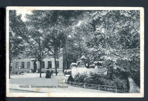 AK Neuss 1910 Schwanndenkmal und Postamt