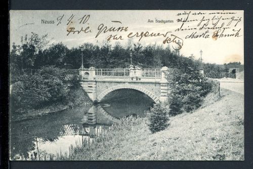 AK Neuss 1910 Brücke im Stadtgarten