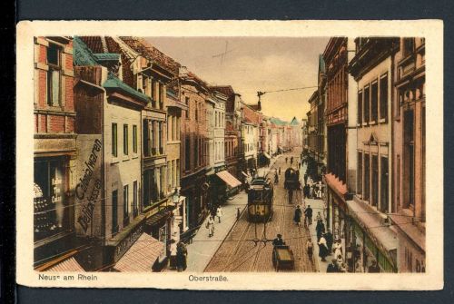 AK Neuss 1923 Oberstraße mit Straßenbahn, coloriert