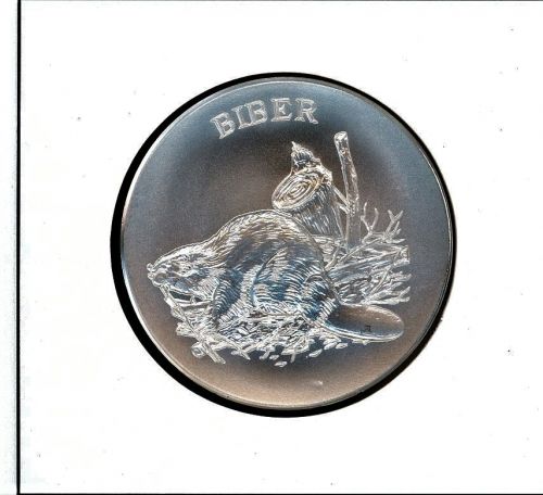 Schweiz Medaillenblatt Tiere der Heimat Biber Medaille Feinsilber
