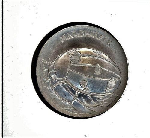 Schweiz Medaillenblatt Tiere der Heimat Marienkäfer Medaille Feinsilber